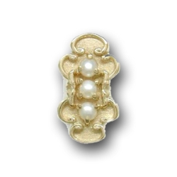 N608 14K PEARL SLIDE SPACER WITH FLEUR DE LIS 